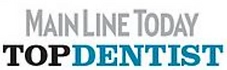 A badge stating that Tanzilli Orthodontics was voted a Main Line Today Top Dentist